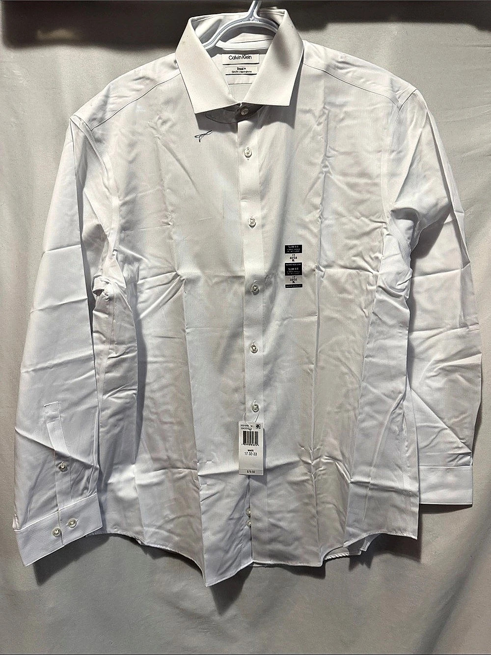 Calvin Klein Steel+ Slim Fit Herringbone Dress Shirt White XL